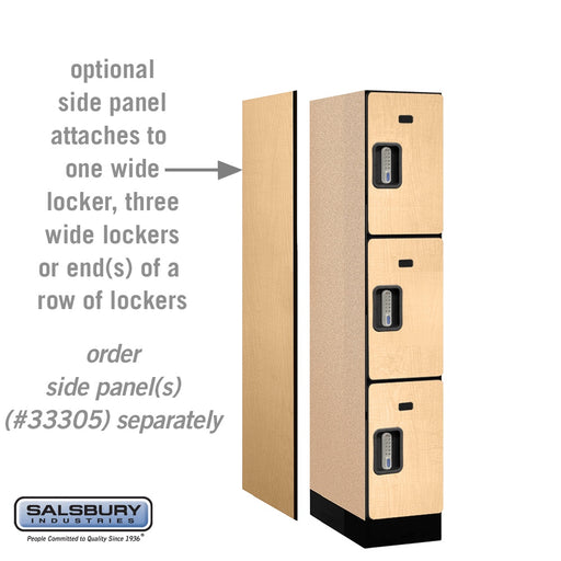Salsbury 12" Wide Triple Tier Designer Wood Locker - 1 Wide - 5 Feet High - 21 Inches Deep - Maple - Silver Electronic Locks - Sweatfully