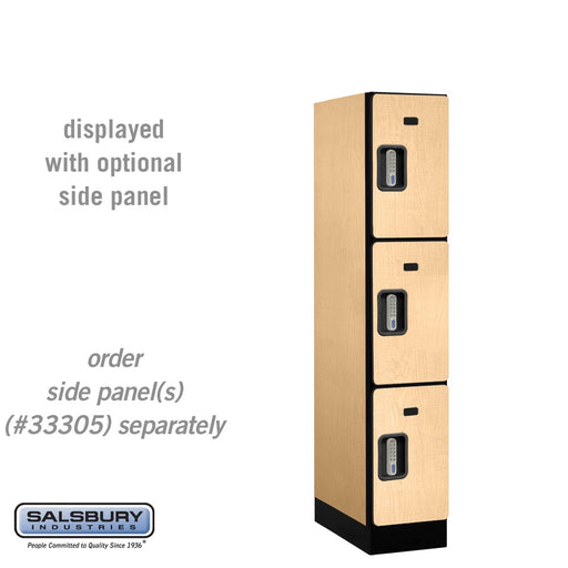 Salsbury 12" Wide Triple Tier Designer Wood Locker - 1 Wide - 5 Feet High - 21 Inches Deep - Maple - Silver Electronic Locks - Sweatfully