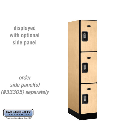 Salsbury 12" Wide Triple Tier Designer Wood Locker - 1 Wide - 5 Feet High - 21 Inches Deep - Maple - Silver Resettable Combination Locks - Sweatfully
