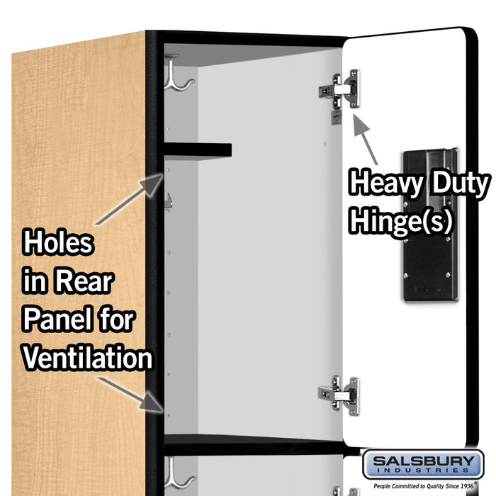 Salsbury 12" Wide Triple Tier Designer Wood Locker - 1 Wide - 5 Feet High - 21 Inches Deep - Maple - Hasps - Sweatfully