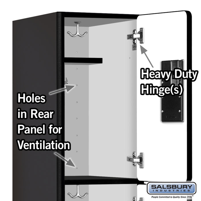 Salsbury 12" Wide Triple Tier Designer Wood Locker - 1 Wide - 5 Feet High - 15 Inches Deep - Black - Hasps - Sweatfully