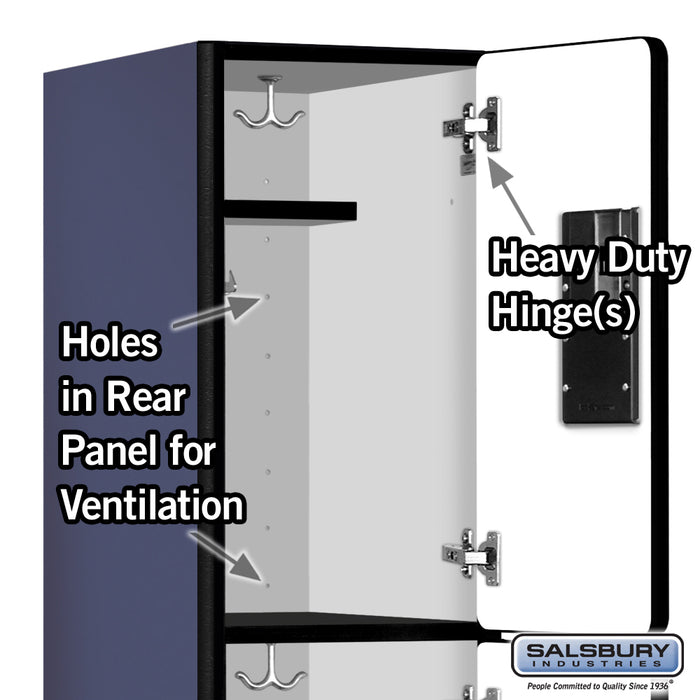 Salsbury 12" Wide Triple Tier Designer Wood Locker - 1 Wide - 5 Feet High - 15 Inches Deep - Blue - Hasps - Sweatfully