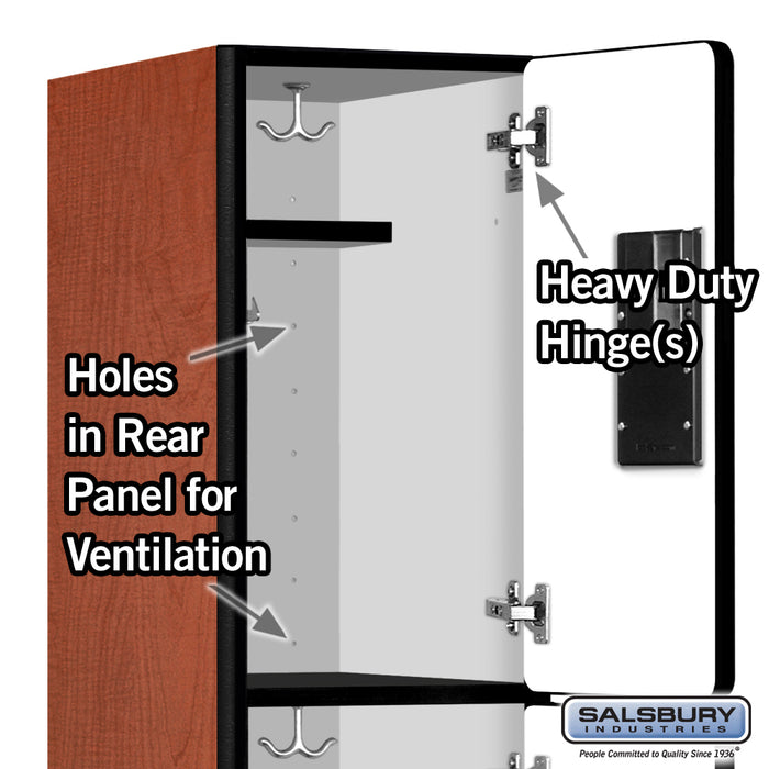 Salsbury 12" Wide Triple Tier Designer Wood Locker - 1 Wide - 5 Feet High - 15 Inches Deep - Cherry - Hasps - Sweatfully