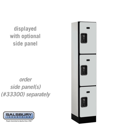 Salsbury 12" Wide Triple Tier Designer Wood Locker - 1 Wide - 5 Feet High - 15 Inches Deep - Gray - Black Resettable Combination Locks - Sweatfully