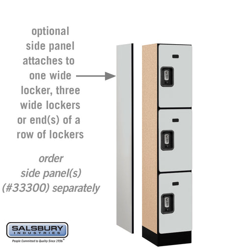 Salsbury 12" Wide Triple Tier Designer Wood Locker - 1 Wide - 5 Feet High - 15 Inches Deep - Gray - Silver Resettable Combination Locks - Sweatfully