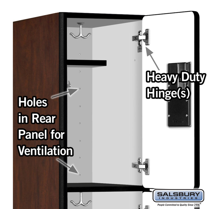 Salsbury 12" Wide Triple Tier Designer Wood Locker - 1 Wide - 5 Feet High - 15 Inches Deep - Mahogany - Hasps - Sweatfully