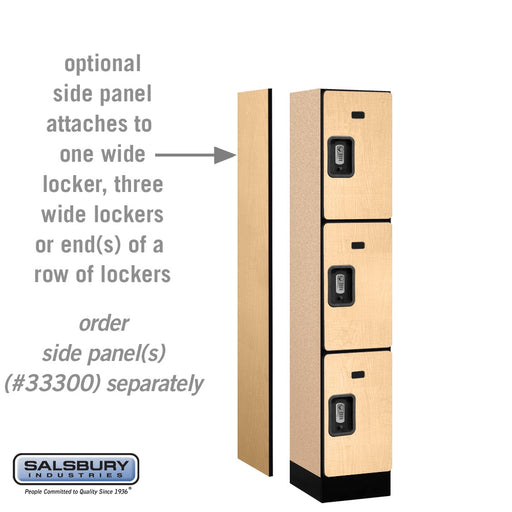 Salsbury 12" Wide Triple Tier Designer Wood Locker - 1 Wide - 5 Feet High - 15 Inches Deep - Maple - Silver Resettable Combination Locks - Sweatfully
