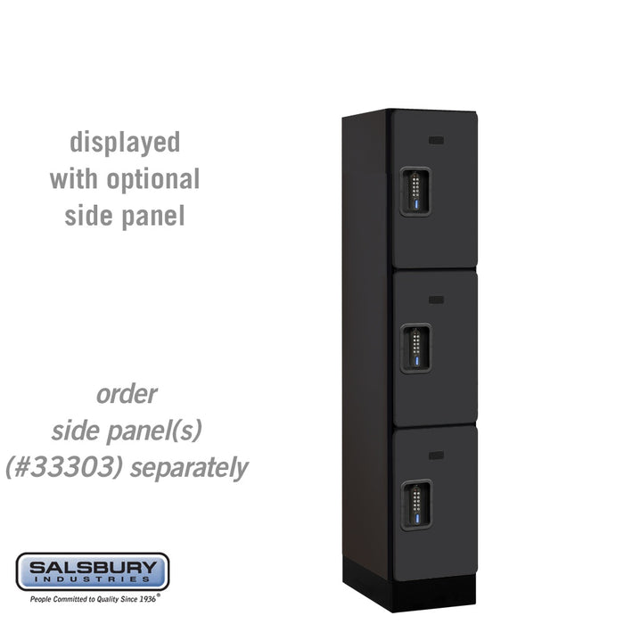 Salsbury 12" Wide Triple Tier Designer Wood Locker - 1 Wide - 5 Feet High - 18 Inches Deep - Black - Black Electronic Locks - Sweatfully
