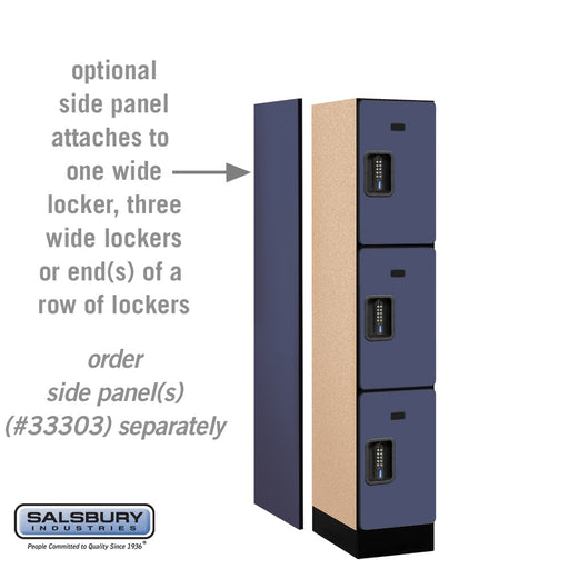 Salsbury 12" Wide Triple Tier Designer Wood Locker - 1 Wide - 5 Feet High - 18 Inches Deep - Blue - Black Electronic Locks - Sweatfully