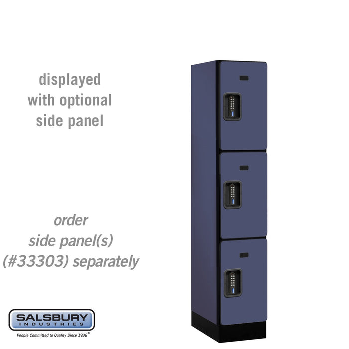 Salsbury 12" Wide Triple Tier Designer Wood Locker - 1 Wide - 5 Feet High - 18 Inches Deep - Blue - Black Electronic Locks - Sweatfully