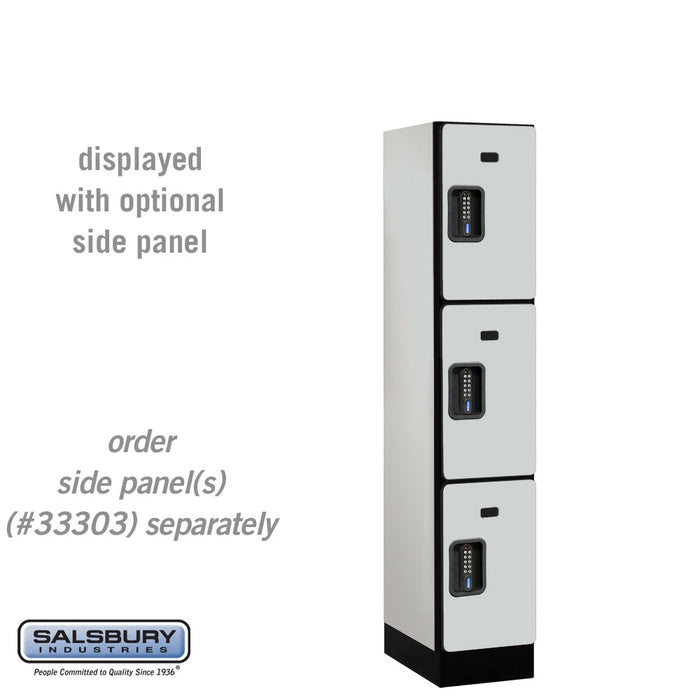 Salsbury 12" Wide Triple Tier Designer Wood Locker - 1 Wide - 5 Feet High - 18 Inches Deep - Gray - Black Electronic Locks - Sweatfully