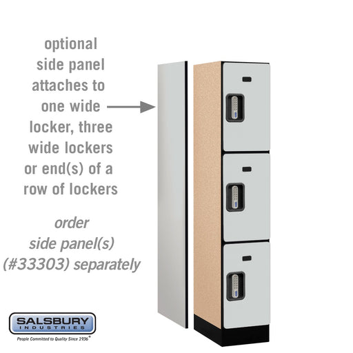 Salsbury 12" Wide Triple Tier Designer Wood Locker - 1 Wide - 5 Feet High - 18 Inches Deep - Gray - Silver Electronic Locks - Sweatfully
