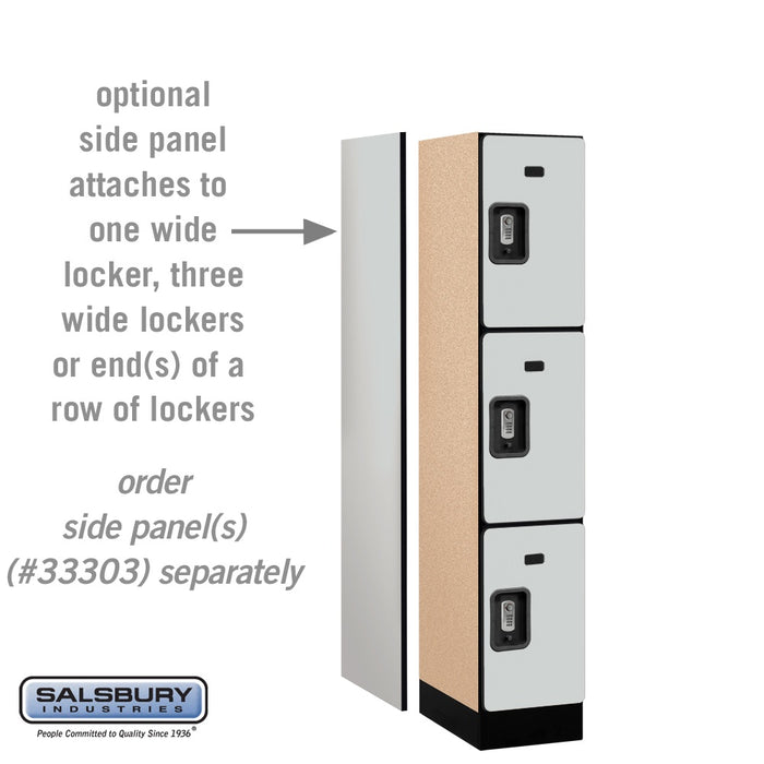 Salsbury 12" Wide Triple Tier Designer Wood Locker - 1 Wide - 5 Feet High - 18 Inches Deep - Gray - Silver Resettable Combination Locks - Sweatfully