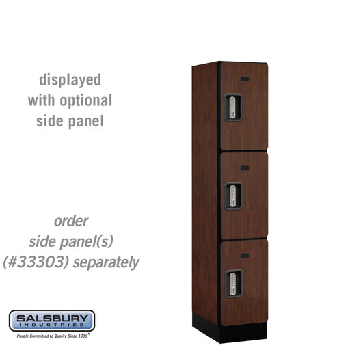 Salsbury 12" Wide Triple Tier Designer Wood Locker - 1 Wide - 5 Feet High - 18 Inches Deep - Mahogany - Silver Electronic Locks - Sweatfully