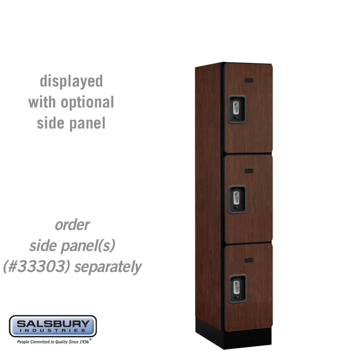 Salsbury 12" Wide Triple Tier Designer Wood Locker - 1 Wide - 5 Feet High - 18 Inches Deep - Mahogany - Silver Resettable Combination Locks - Sweatfully