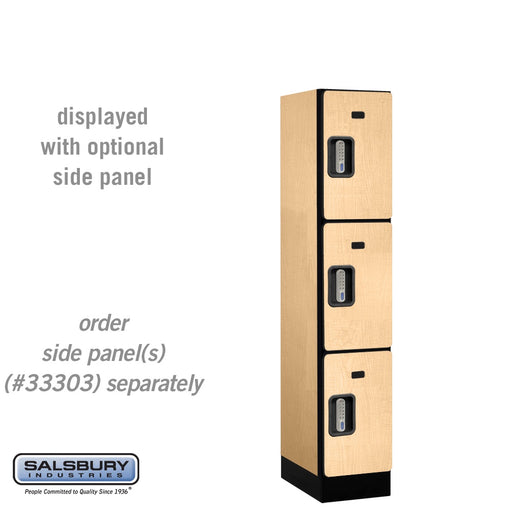 Salsbury 12" Wide Triple Tier Designer Wood Locker - 1 Wide - 5 Feet High - 18 Inches Deep - Maple - Silver Electronic Locks - Sweatfully