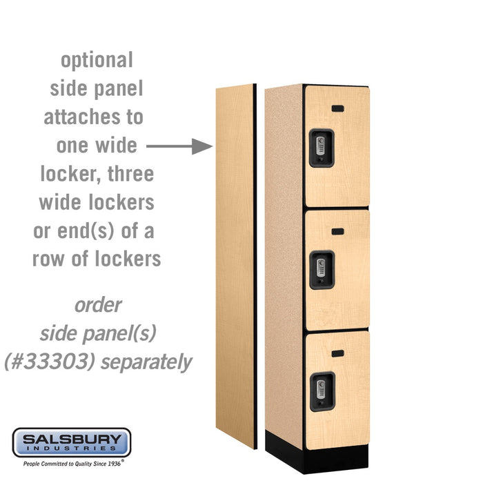 Salsbury 12" Wide Triple Tier Designer Wood Locker - 1 Wide - 5 Feet High - 18 Inches Deep - Maple - Silver Resettable Combination Locks - Sweatfully