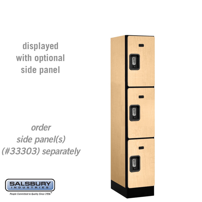 Salsbury 12" Wide Triple Tier Designer Wood Locker - 1 Wide - 5 Feet High - 18 Inches Deep - Maple - Silver Resettable Combination Locks - Sweatfully