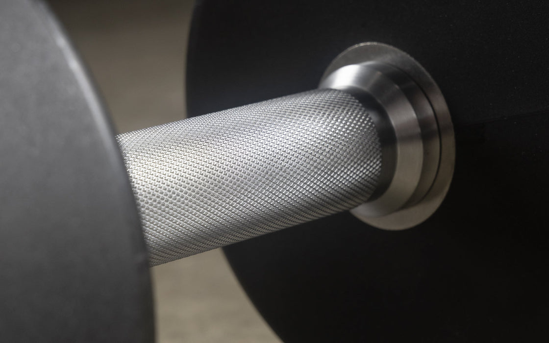 XMARK Round Commercial Urethane Dumbbells  (5-50 lb and 5-75 lb Sets) XM-9104-3316-550S - Sweatfully
