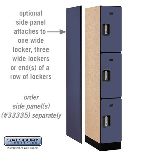 Salsbury 12" Wide Triple Tier Designer Wood Locker - 1 Wide - 6 Feet High - 21 Inches Deep - Blue - Silver Electronic Locks - Sweatfully
