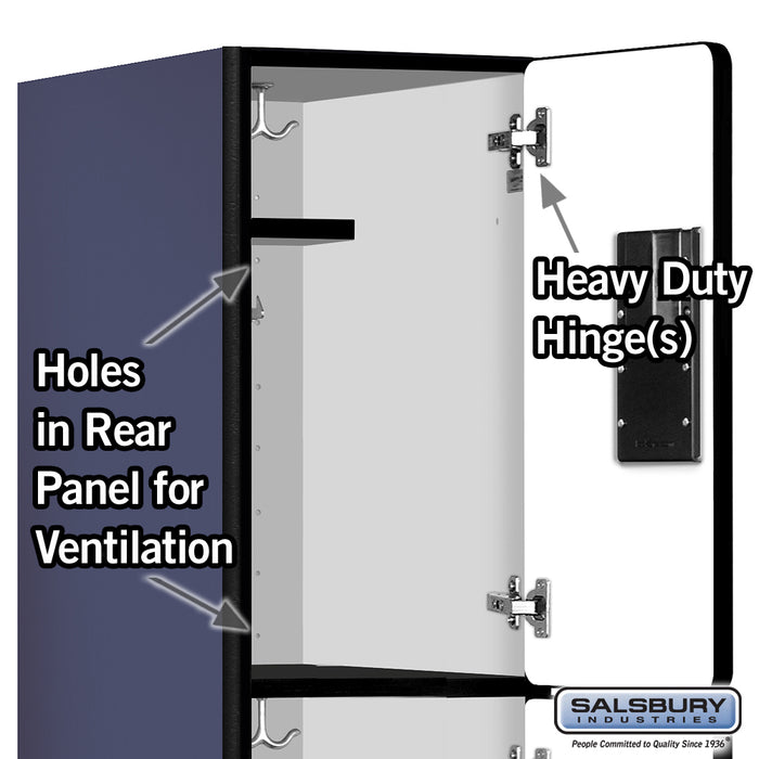 Salsbury 12" Wide Triple Tier Designer Wood Locker - 1 Wide - 6 Feet High - 21 Inches Deep - Blue - Hasps - Sweatfully