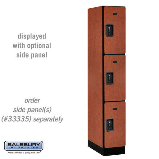 Salsbury 12" Wide Triple Tier Designer Wood Locker - 1 Wide - 6 Feet High - 21 Inches Deep - Cherry - Black Resettable Combination Locks - Sweatfully