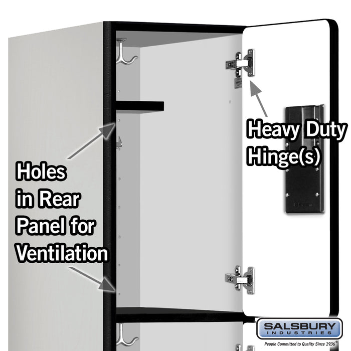 Salsbury 12" Wide Triple Tier Designer Wood Locker - 1 Wide - 6 Feet High - 21 Inches Deep - Gray - Hasps - Sweatfully