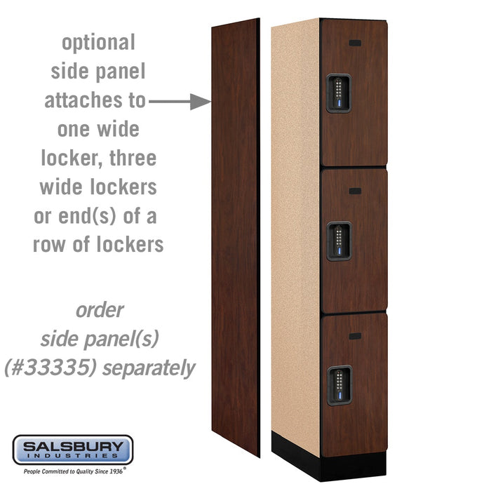 Salsbury 12" Wide Triple Tier Designer Wood Locker - 1 Wide - 6 Feet High - 21 Inches Deep - Mahogany - Black Electronic Locks - Sweatfully