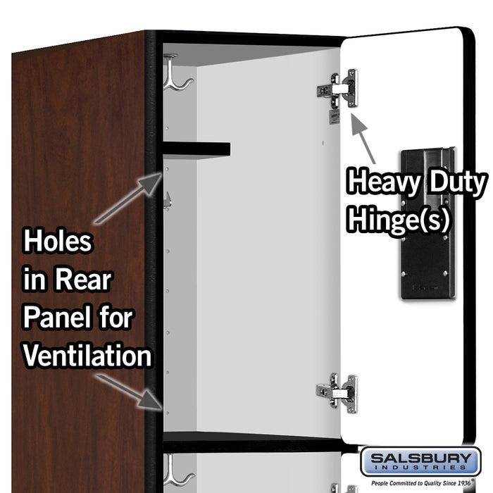 Salsbury 12" Wide Triple Tier Designer Wood Locker - 1 Wide - 6 Feet High - 21 Inches Deep - Mahogany - Hasps - Sweatfully