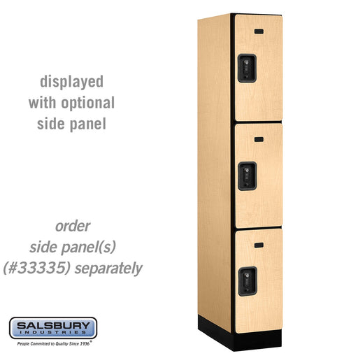 Salsbury 12" Wide Triple Tier Designer Wood Locker - 1 Wide - 6 Feet High - 21 Inches Deep - Maple - Black Resettable Combination Locks - Sweatfully