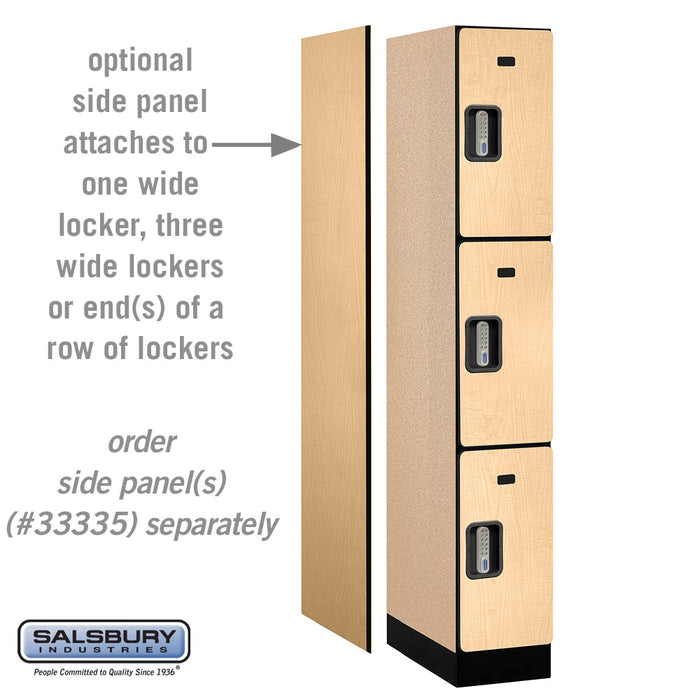 Salsbury 12" Wide Triple Tier Designer Wood Locker - 1 Wide - 6 Feet High - 21 Inches Deep - Maple - Silver Electronic Locks - Sweatfully