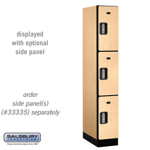 Salsbury 12" Wide Triple Tier Designer Wood Locker - 1 Wide - 6 Feet High - 21 Inches Deep - Maple - Silver Electronic Locks - Sweatfully