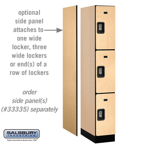 Salsbury 12" Wide Triple Tier Designer Wood Locker - 1 Wide - 6 Feet High - 21 Inches Deep - Maple - Silver Resettable Combination Locks - Sweatfully