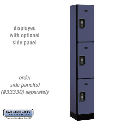 Salsbury 12" Wide Triple Tier Designer Wood Locker - 1 Wide - 6 Feet High - 15 Inches Deep - Blue - Black Electronic Locks - Sweatfully