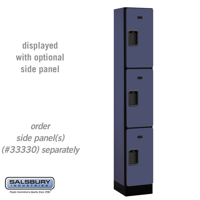Salsbury 12" Wide Triple Tier Designer Wood Locker - 1 Wide - 6 Feet High - 15 Inches Deep - Blue - Hasps - Sweatfully