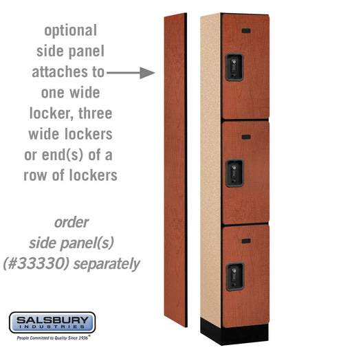 Salsbury 12" Wide Triple Tier Designer Wood Locker - 1 Wide - 6 Feet High - 15 Inches Deep - Cherry - Black Resettable Combination Locks - Sweatfully