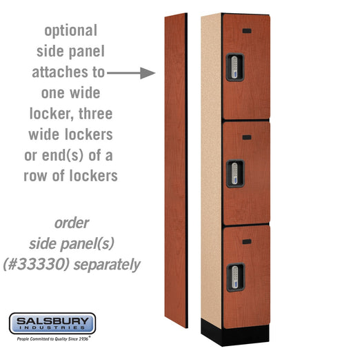 Salsbury 12" Wide Triple Tier Designer Wood Locker - 1 Wide - 6 Feet High - 15 Inches Deep - Cherry - Silver Electronic Locks - Sweatfully