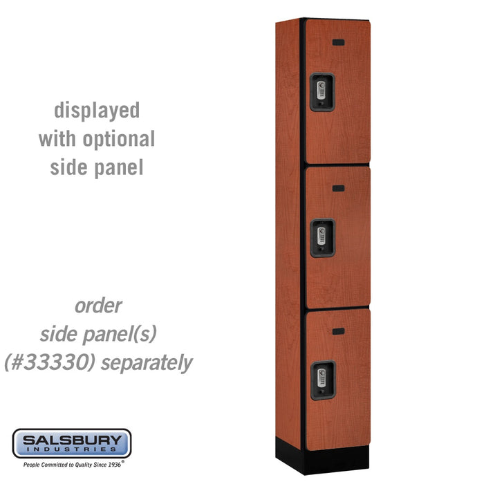 Salsbury 12" Wide Triple Tier Designer Wood Locker - 1 Wide - 6 Feet High - 15 Inches Deep - Cherry - Silver Resettable Combination Locks - Sweatfully