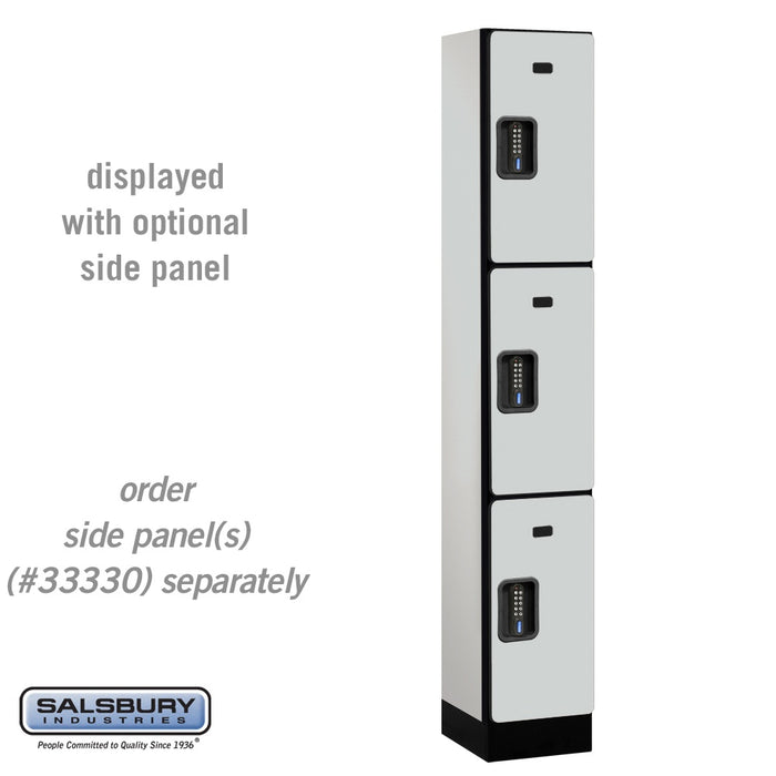 Salsbury 12" Wide Triple Tier Designer Wood Locker - 1 Wide - 6 Feet High - 15 Inches Deep - Gray - Black Electronic Locks - Sweatfully