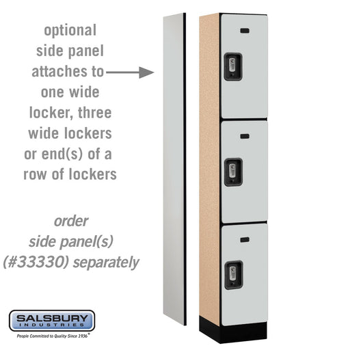 Salsbury 12" Wide Triple Tier Designer Wood Locker - 1 Wide - 6 Feet High - 15 Inches Deep - Gray - Silver Resettable Combination Locks - Sweatfully