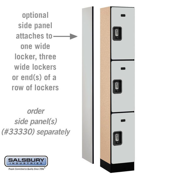Salsbury 12" Wide Triple Tier Designer Wood Locker - 1 Wide - 6 Feet High - 15 Inches Deep - Gray - Silver Resettable Combination Locks - Sweatfully