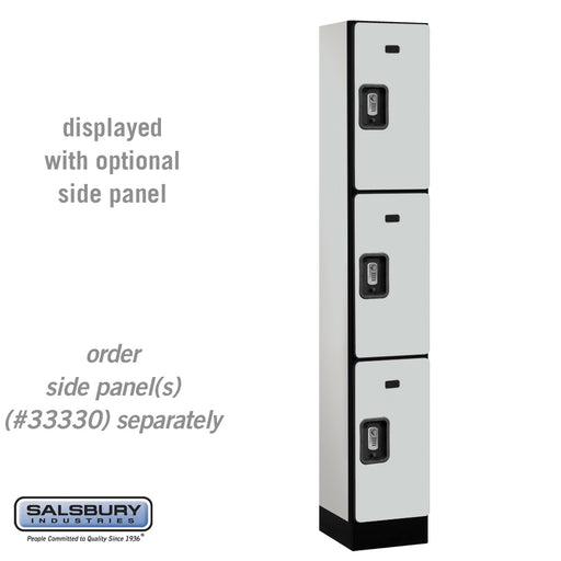 Salsbury 12" Wide Triple Tier Designer Wood Locker - 1 Wide - 6 Feet High - 15 Inches Deep - Gray - Silver Resettable Combination Locks - Sweatfully