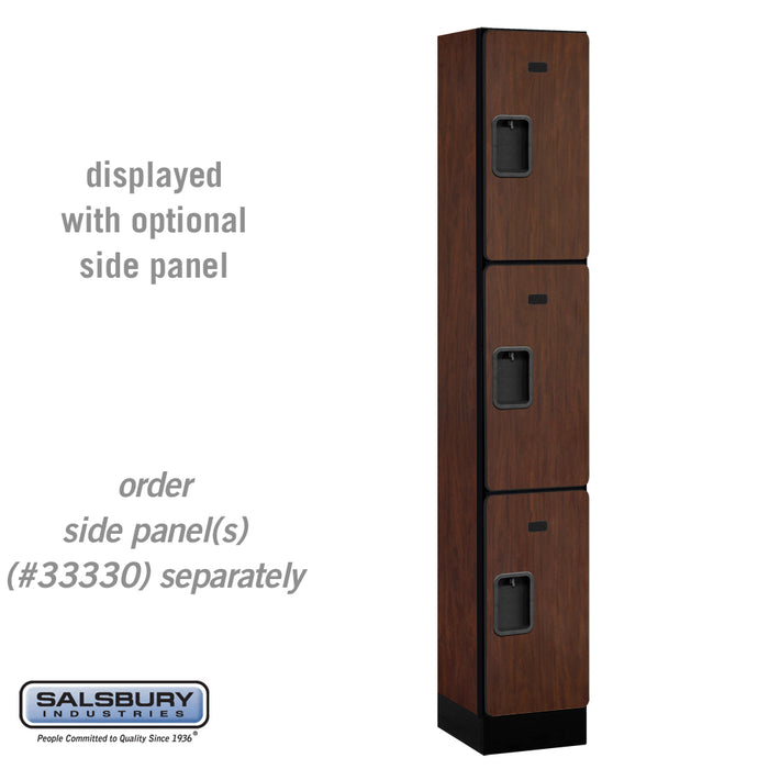 Salsbury 12" Wide Triple Tier Designer Wood Locker - 1 Wide - 6 Feet High - 15 Inches Deep - Mahogany - Hasps - Sweatfully