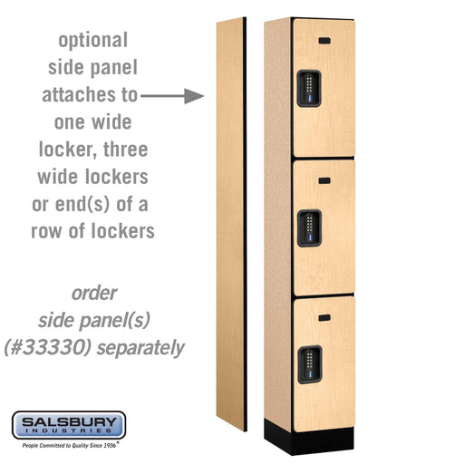 Salsbury 12" Wide Triple Tier Designer Wood Locker - 1 Wide - 6 Feet High - 15 Inches Deep - Maple - Black Electronic Locks - Sweatfully