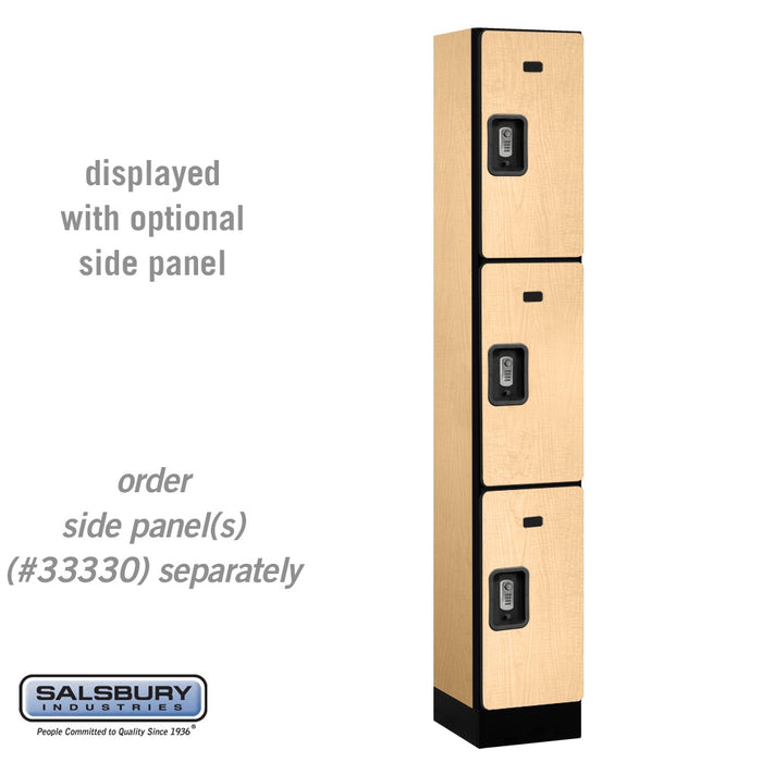 Salsbury 12" Wide Triple Tier Designer Wood Locker - 1 Wide - 6 Feet High - 15 Inches Deep - Maple - Silver Resettable Combination Locks - Sweatfully