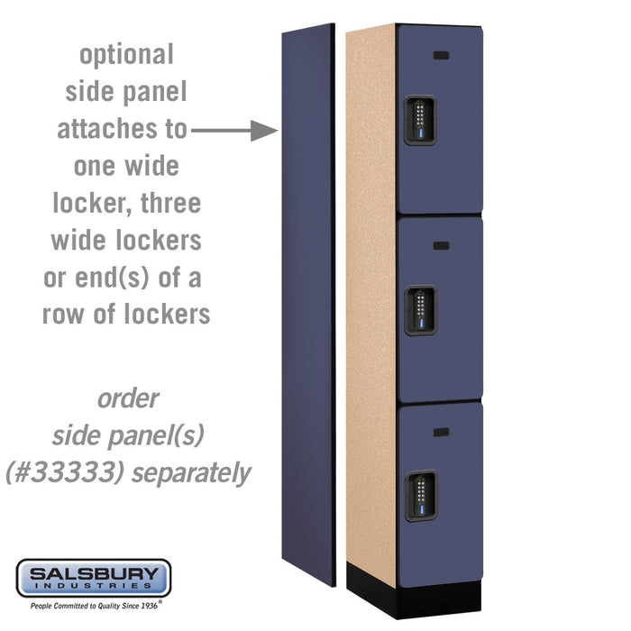 Salsbury 12" Wide Triple Tier Designer Wood Locker - 1 Wide - 6 Feet High - 18 Inches Deep - Blue - Black Electronic Locks - Sweatfully