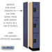 Salsbury 12" Wide Triple Tier Designer Wood Locker - 1 Wide - 6 Feet High - 18 Inches Deep - Blue - Black Resettable Combination Locks - Sweatfully