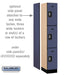 Salsbury 12" Wide Triple Tier Designer Wood Locker - 1 Wide - 6 Feet High - 18 Inches Deep - Blue - Silver Resettable Combination Locks - Sweatfully