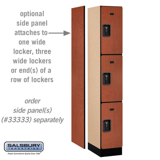 Salsbury 12" Wide Triple Tier Designer Wood Locker - 1 Wide - 6 Feet High - 18 Inches Deep - Cherry - Black Resettable Combination Locks - Sweatfully