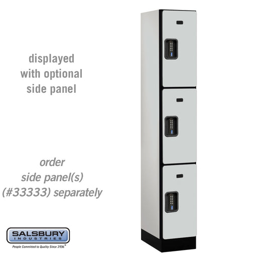 Salsbury 12" Wide Triple Tier Designer Wood Locker - 1 Wide - 6 Feet High - 18 Inches Deep - Gray - Black Electronic Locks - Sweatfully